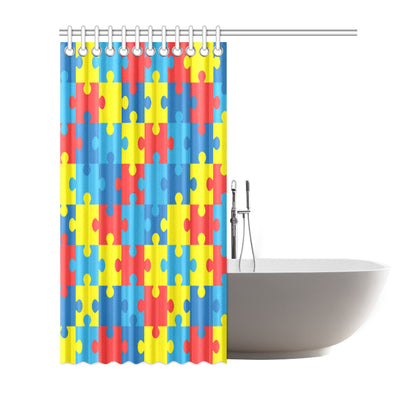 Autism Awareness Puzzles Design Print Shower Curtain
