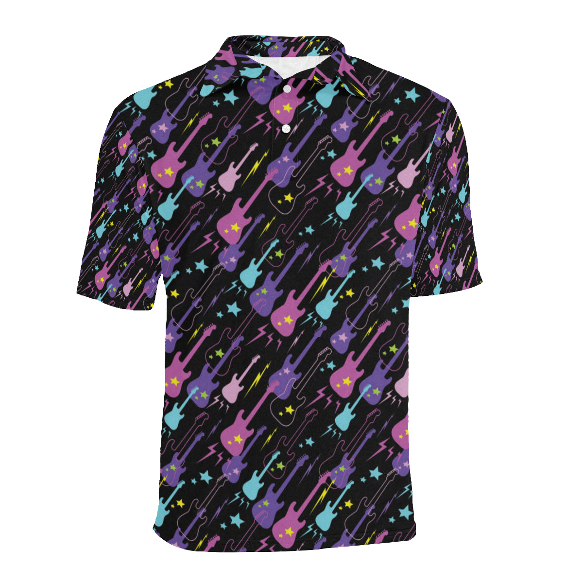 Electric Guitar Pattern Print Design 02 Men Polo Shirt