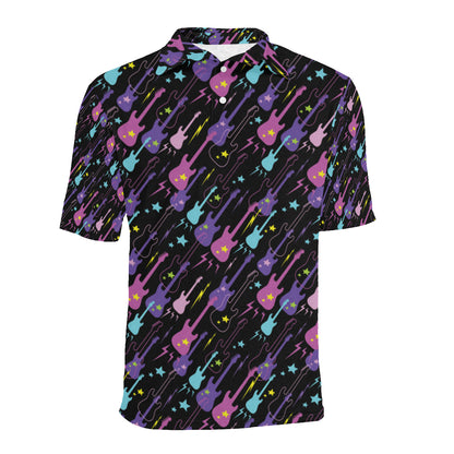 Electric Guitar Pattern Print Design 02 Men Polo Shirt