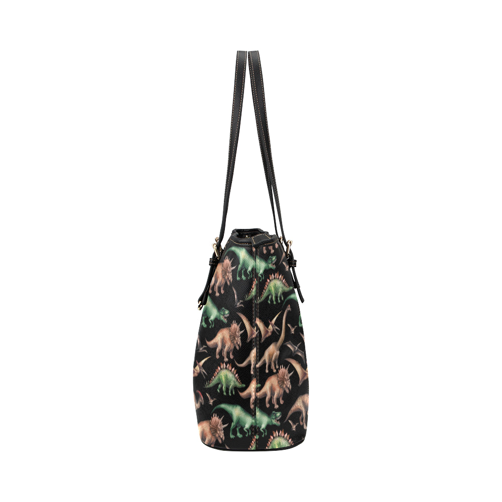 Dinosaur Print Pattern Leather Tote Bag