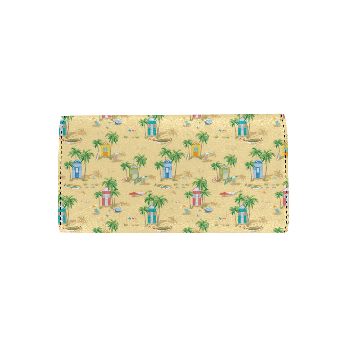 Beach Themed Pattern Print Design 01 Women's Trifold Wallet