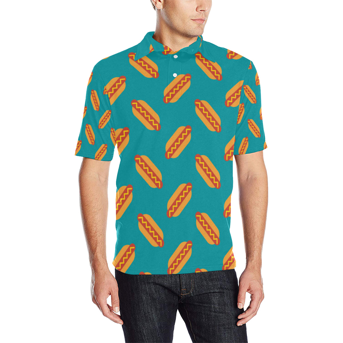 Hot Dog Pattern Print Design 03 Men Polo Shirt