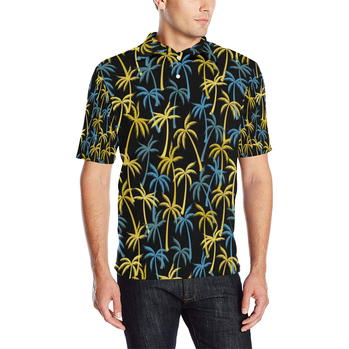 Palm Tree Pattern Men Polo Shirt