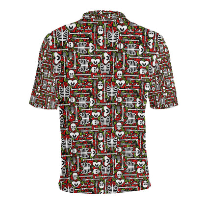 Skeleton Pattern Print Men Polo Shirt