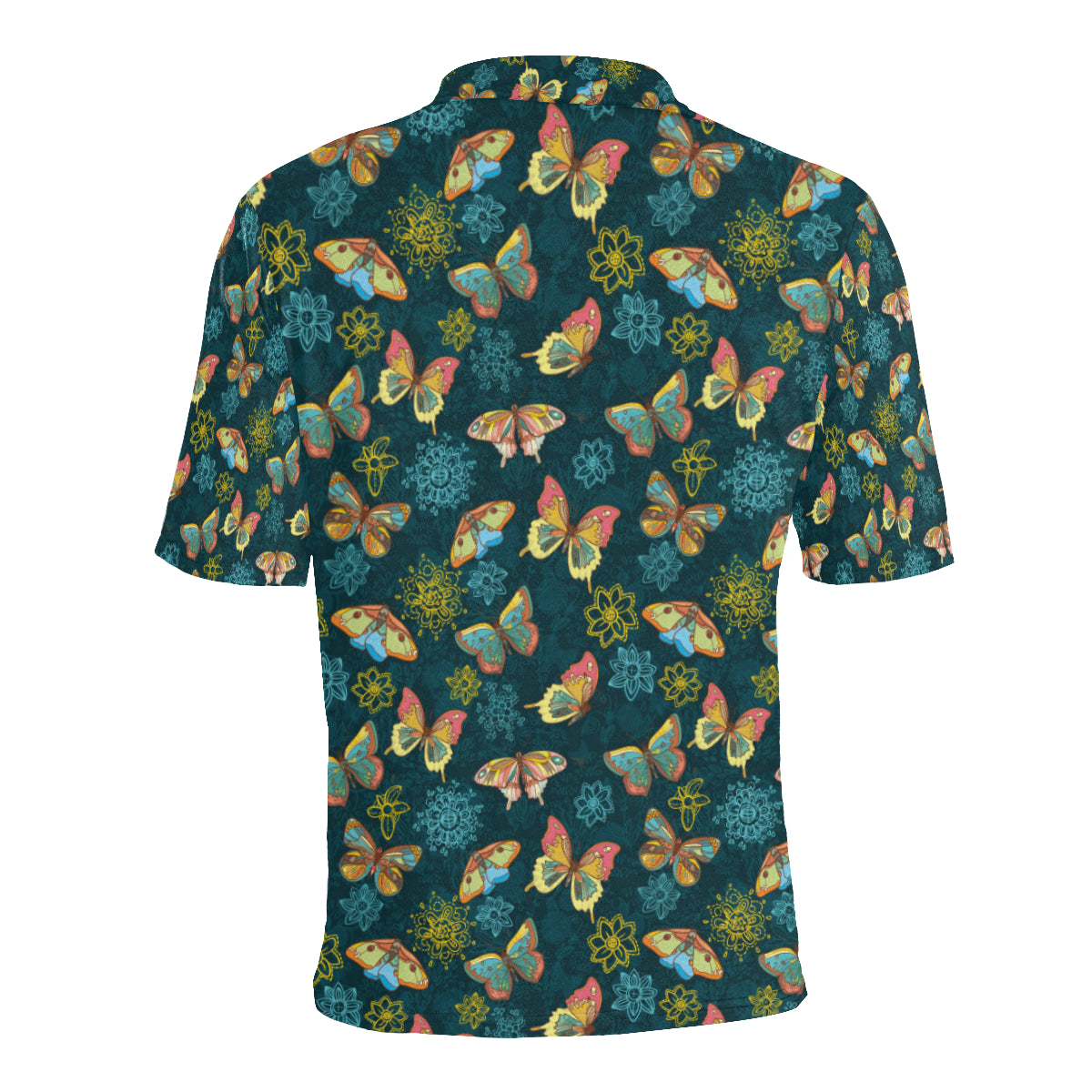 Butterfly Hand Draw Print Pattern Men Polo Shirt