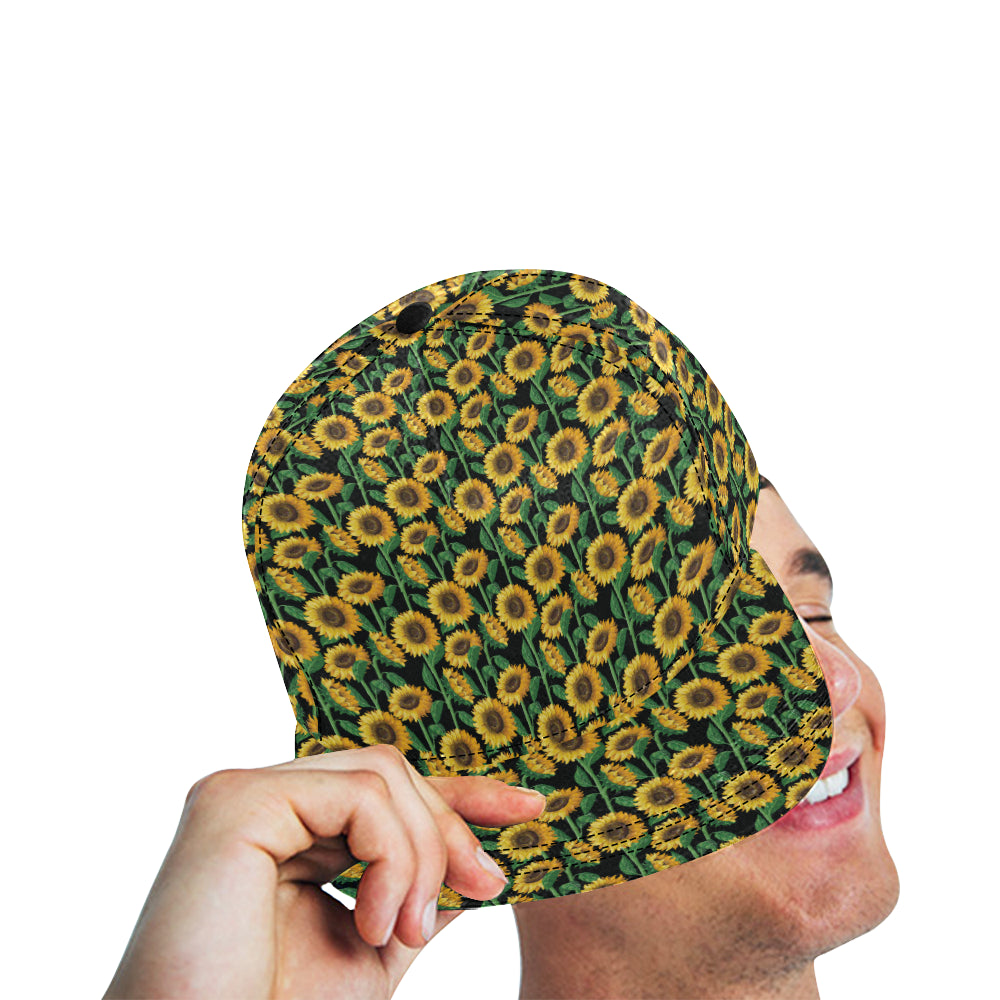 Sunflower Realistic Print Pattern Snapback Cap