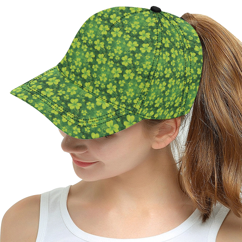 Shamrock Clover Print Snapback Cap
