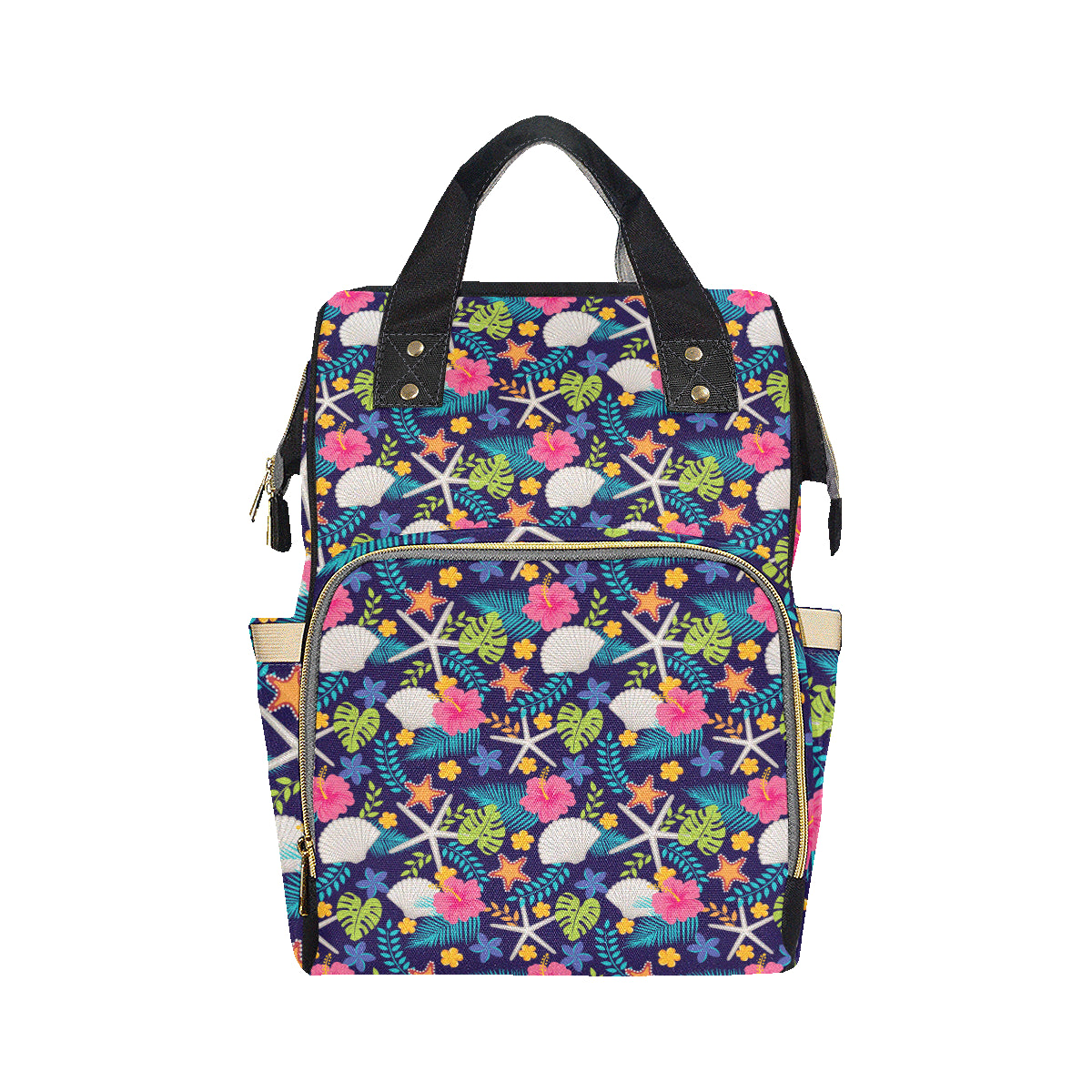 Beach Seashell Floral Theme Diaper Bag Backpack