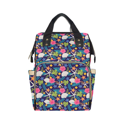 Beach Seashell Floral Theme Diaper Bag Backpack