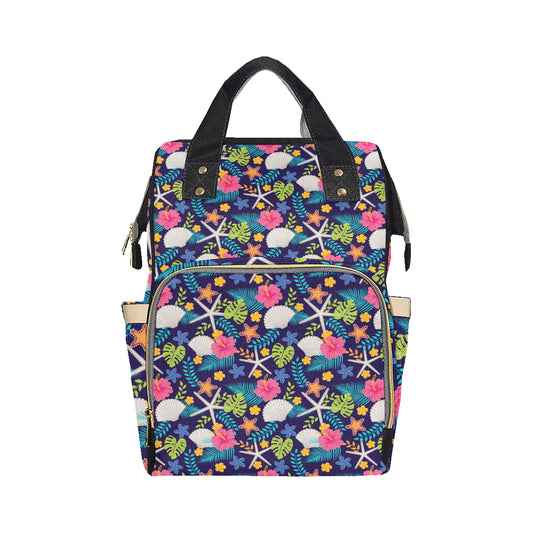 Beach Seashell Floral Theme Diaper Bag Backpack