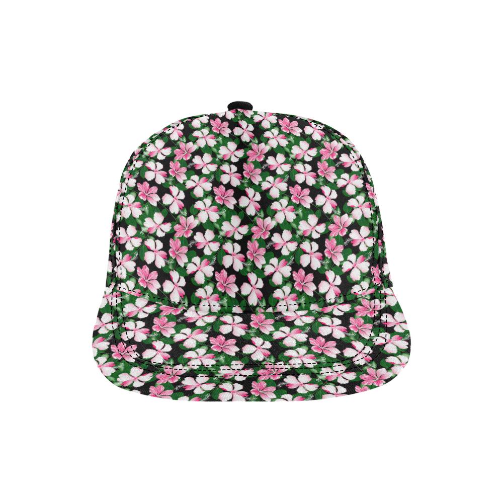 Hibiscus Pink Flower Hawaiian Print Snapback Cap