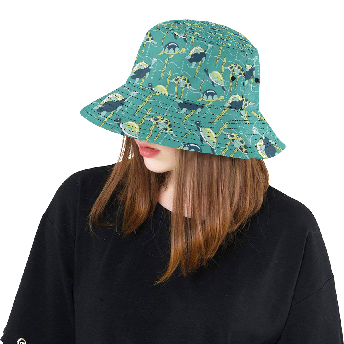 Sea Turtle Pattern Print Design T08 Unisex Bucket Hat