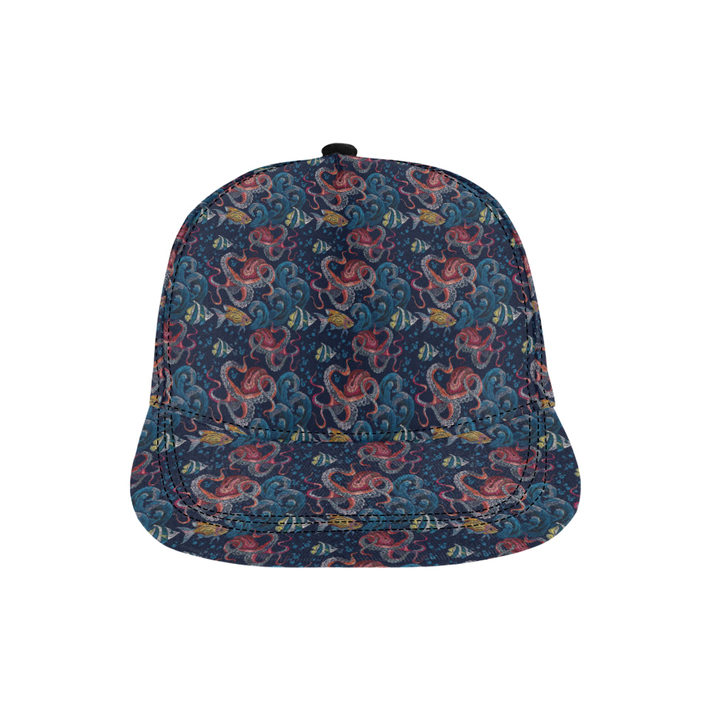 Octopus Deep Sea Print Themed Snapback Cap