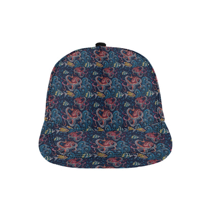 Octopus Deep Sea Print Themed Snapback Cap