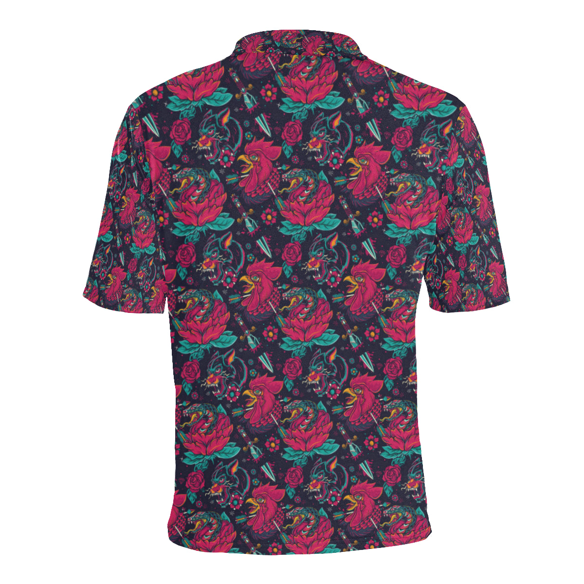 Old School Tattoo Print Men Polo Shirt