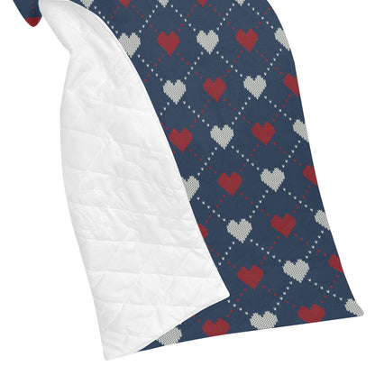 Heart Knit Pattern Print Design HE05 Premium Quilt
