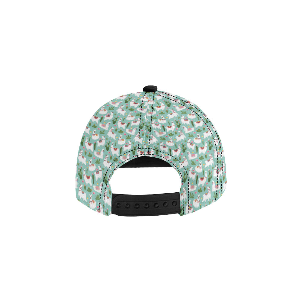 Llama with Cactus Themed Print Snapback Cap