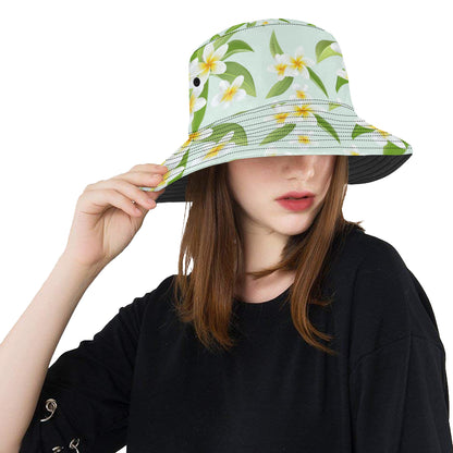 Yellow Plumeria Pattern Print Design PM024 Unisex Bucket Hat