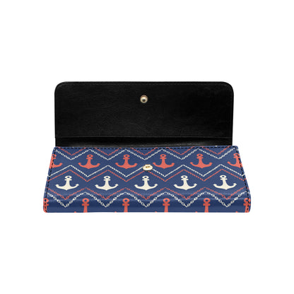 Anchor Pattern Print Design 07 Women's Trifold Wallet