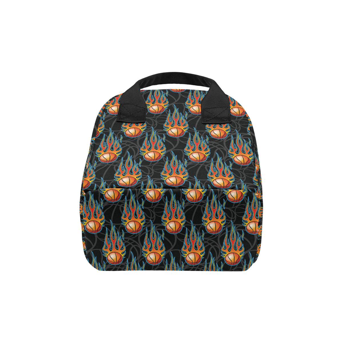 Basketball Fire Print Pattern Insulated Lunch Bag