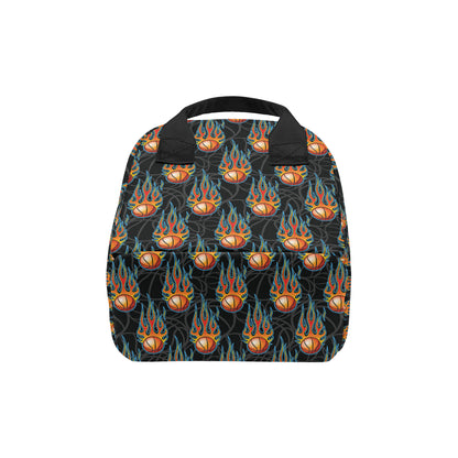 Basketball Fire Print Pattern Insulated Lunch Bag
