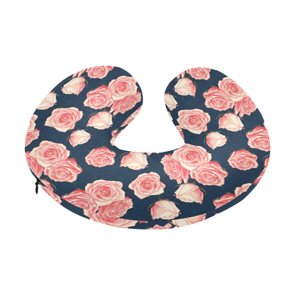 Rose Pattern Print Design A03 U-Shaped Travel Neck Pillow