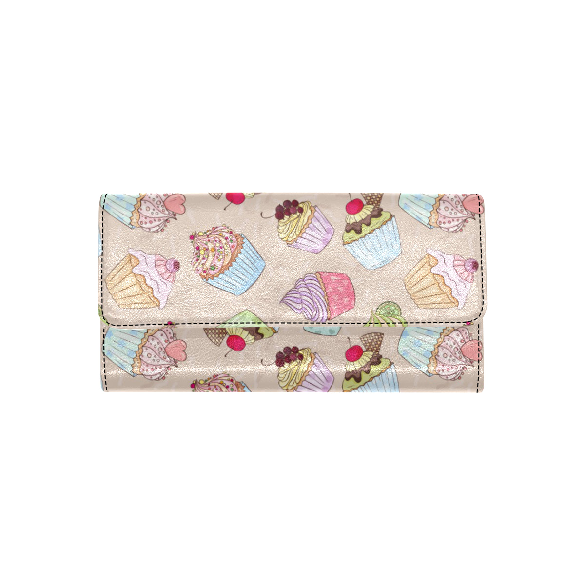 Cupcake Pattern Print Design CP06 Women's Trifold Wallet