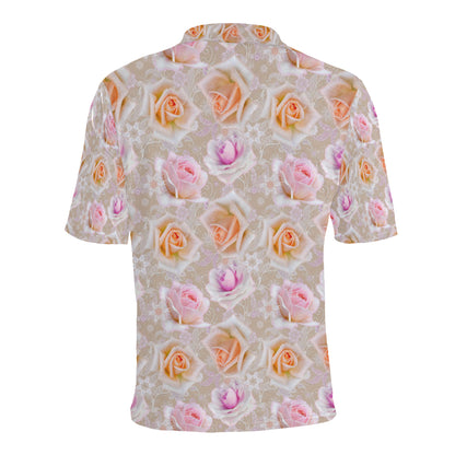 Rose Pattern Print Design RO011 Men Polo Shirt