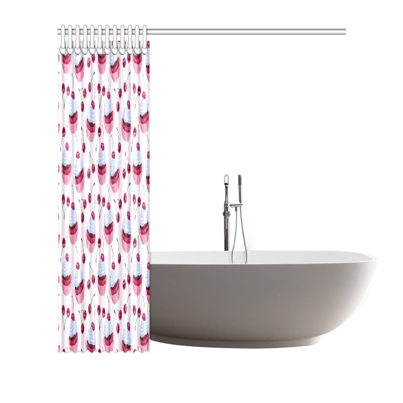 Cherry Cupcake Pink Pattern Shower Curtain