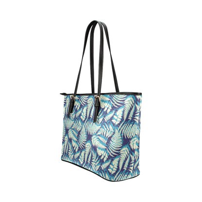 Fern Leave Summer Print Pattern Leather Tote Bag