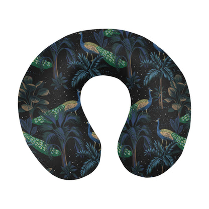 Rainforest Peacock Pattern Print Design A04 U-Shaped Travel Neck Pillow