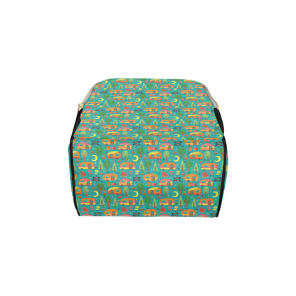 Camping Camper Pattern Print Design 05 Diaper Bag Backpack