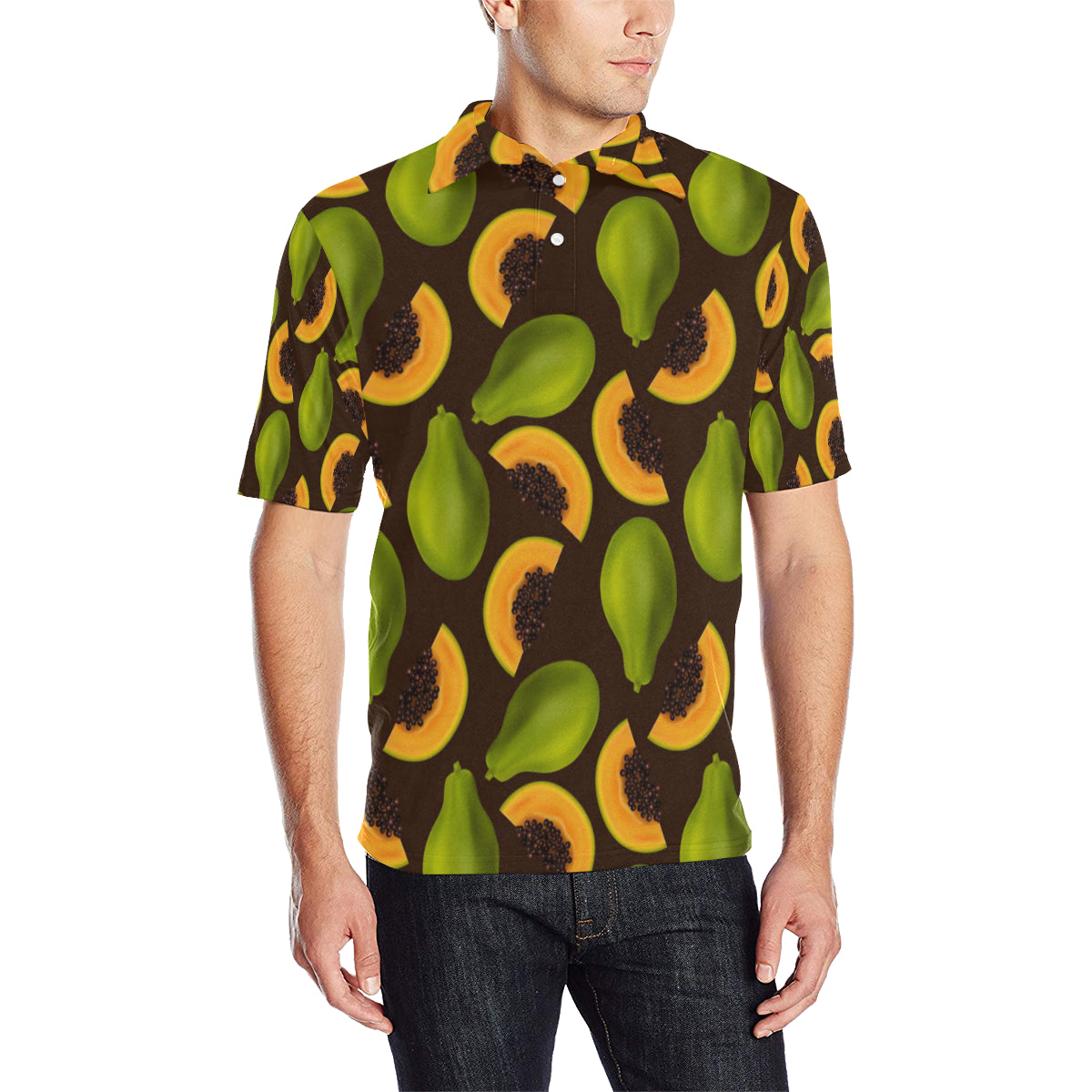 Papaya Pattern Print Design PP04 Men Polo Shirt