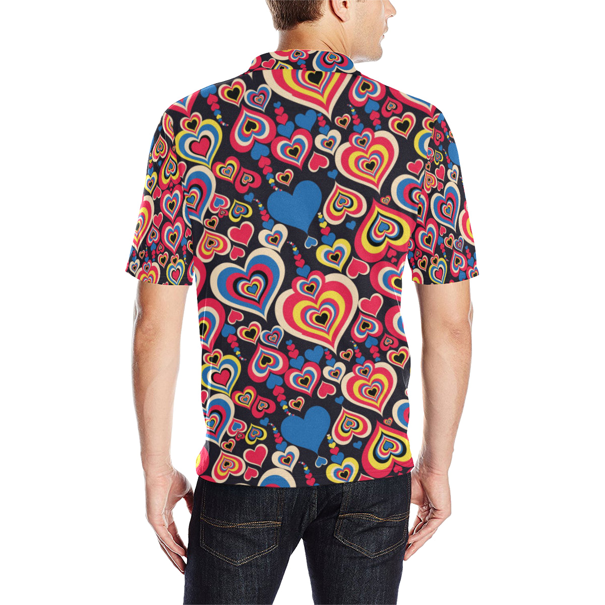 Heart Pattern Print Design HE08 Men Polo Shirt