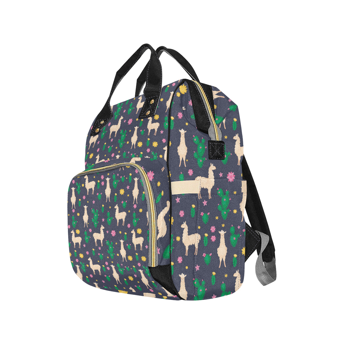 Llama Cactus Pattern Print Design 012 Diaper Bag Backpack