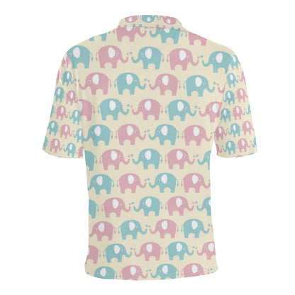 Elephant Baby Pastel Print Pattern Men Polo Shirt