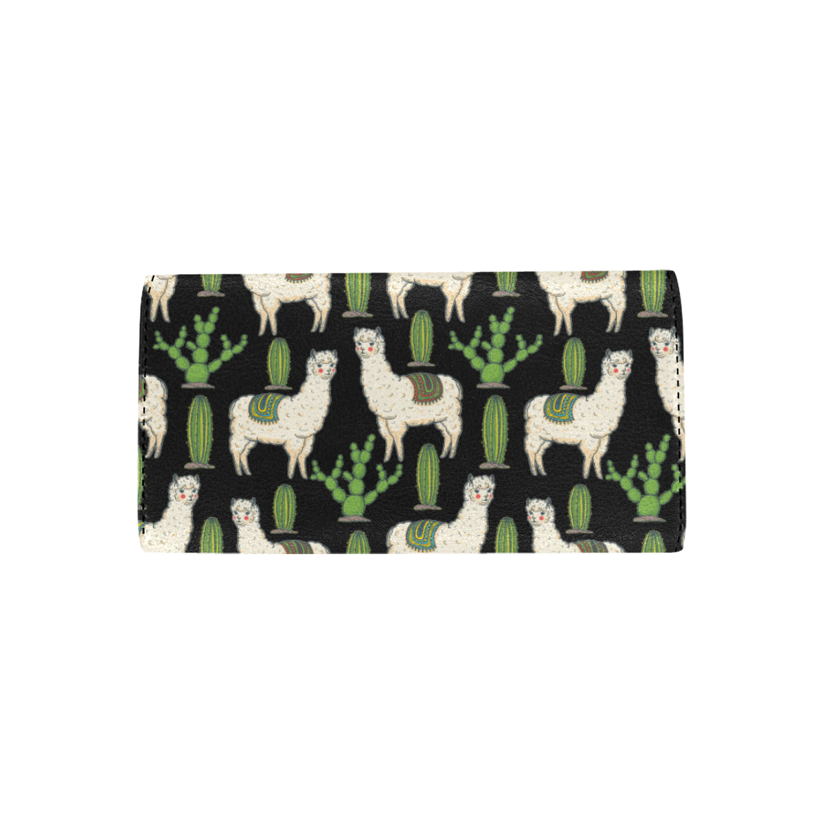 Llama Cactus Pattern Print Design 011 Women's Trifold Wallet