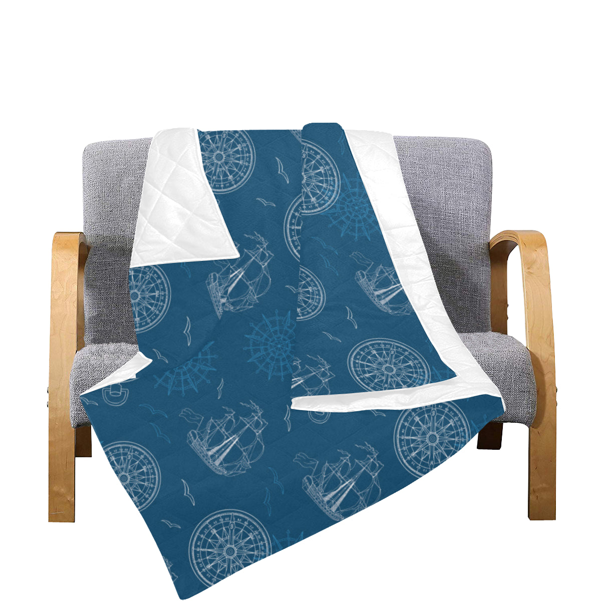 Nautical Pattern Print Design A04 Premium Quilt