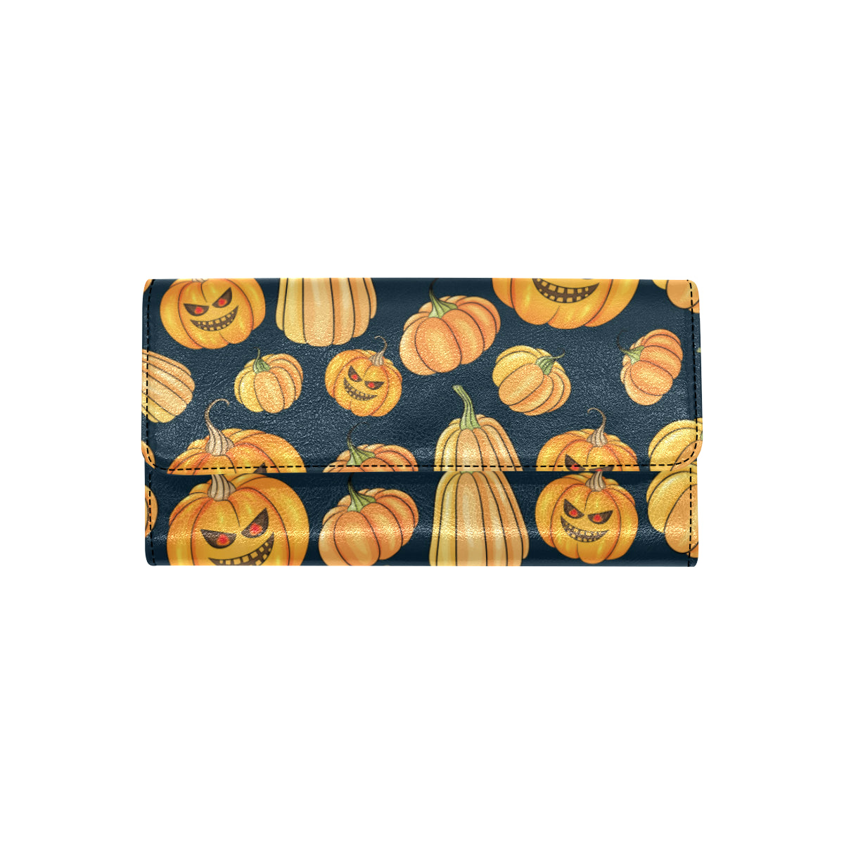 Pumpkin Halloween Pattern Print Design A04 Women's Trifold Wallet