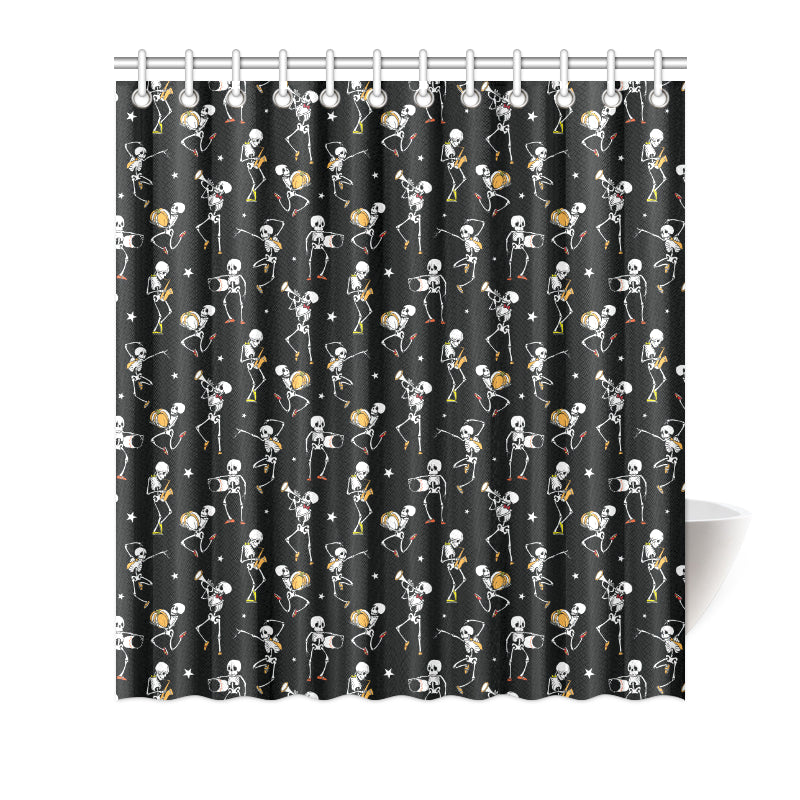 Skeleton Dance Print Shower Curtain