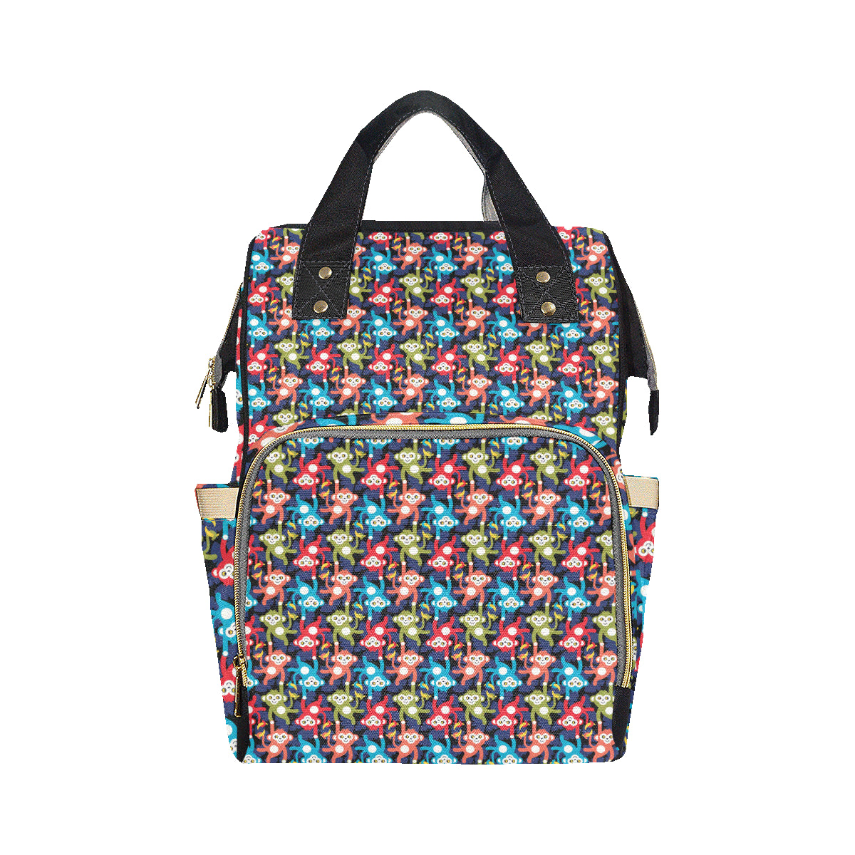 Monkey Colorful Design Themed Print Diaper Bag Backpack