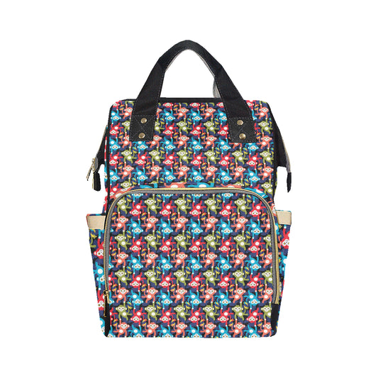 Monkey Colorful Design Themed Print Diaper Bag Backpack