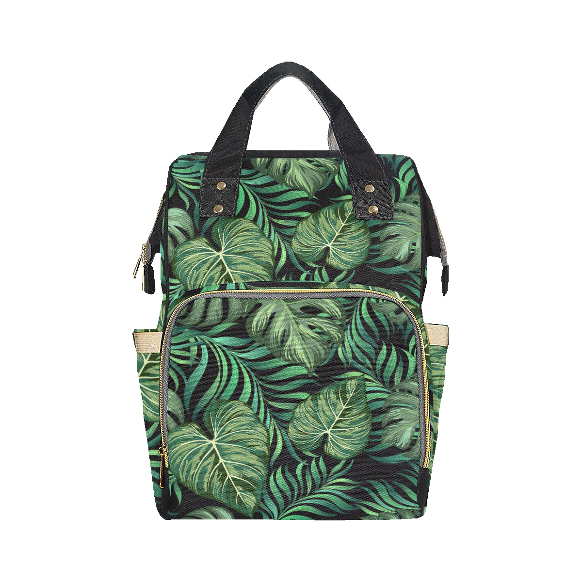 Green Fresh Tropical Palm Leaves Diaper Bag Backpack