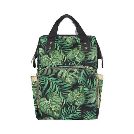 Green Fresh Tropical Palm Leaves Diaper Bag Backpack
