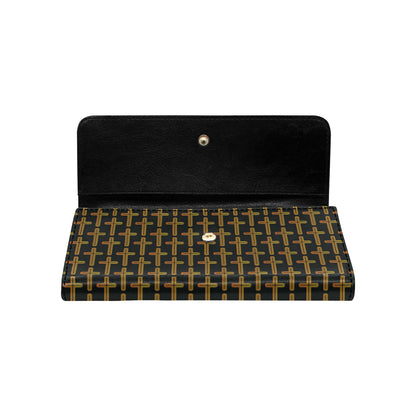 Cross Pattern Print Design 02 Women's Trifold Wallet