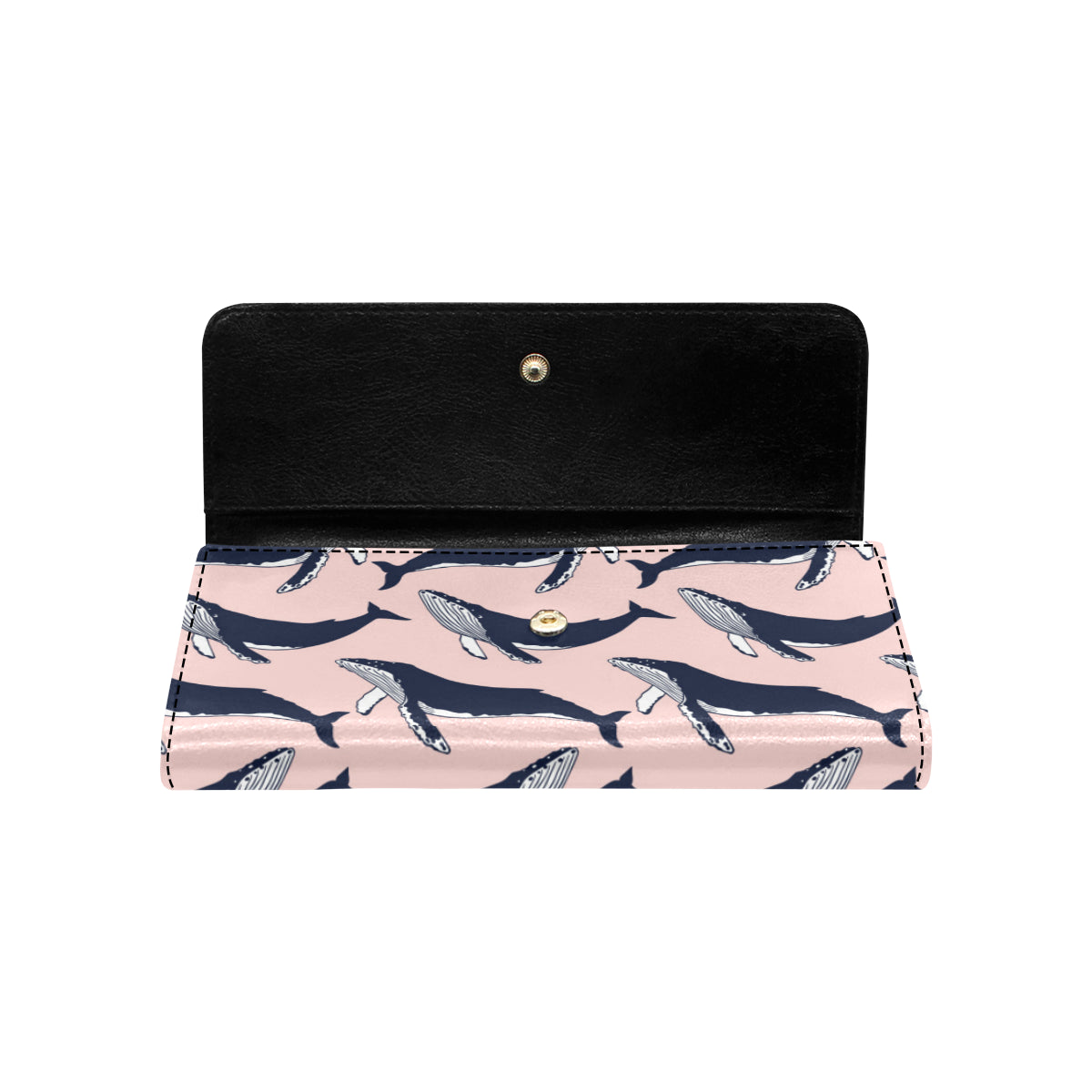 Humpback Whale Pattern Print Design 02 Women's Trifold Wallet