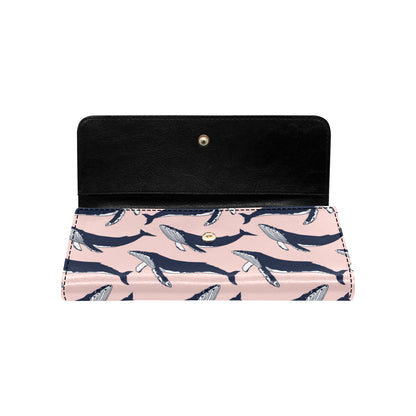 Humpback Whale Pattern Print Design 02 Women's Trifold Wallet