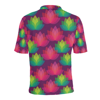 Lotus Pattern Print Design 02 Men Polo Shirt
