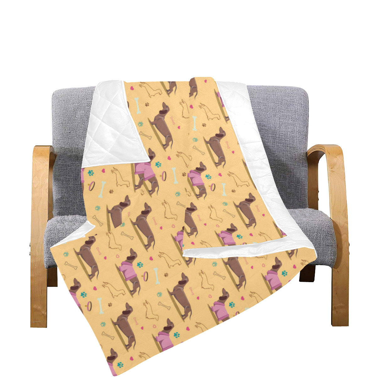 Dachshund Pattern Print Design 07 Premium Quilt
