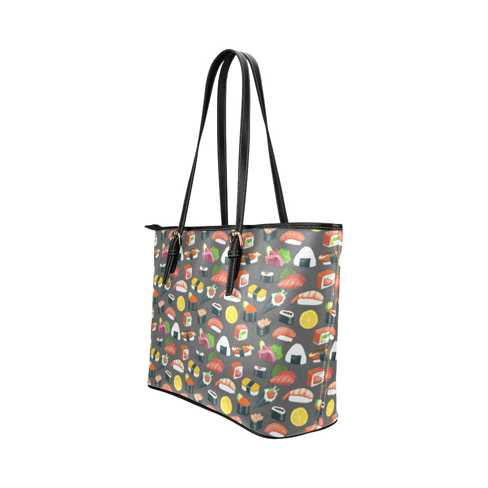 Sushi Pattern Print Leather Tote Bag